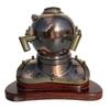 Шлем морского аквалангиста, твердая сталь, латунь, шлем для дайвинга с деревянной основой, миниатюра 15,24 см