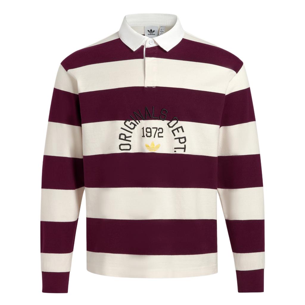 Adidas Originals Ss25 Dept. Striped Casual Fashion Loose Fit Long Sleeve Polo Shirt Men Tops KF1867