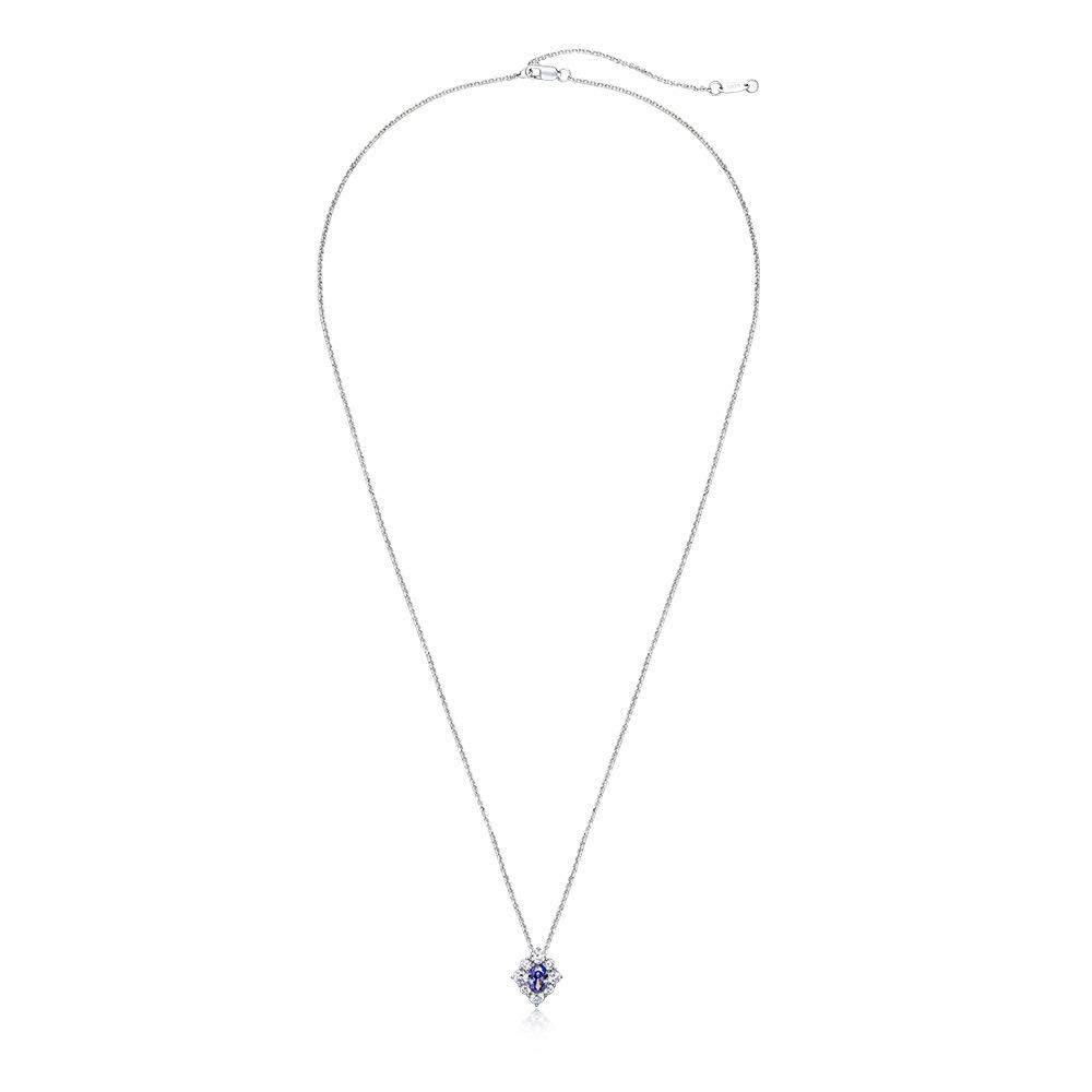 Ювелирные изделия Tancision Серебряное ожерелье Темперамент Сапфировый цветок 6 * 9 Геометрический кулон 925 40 + 3