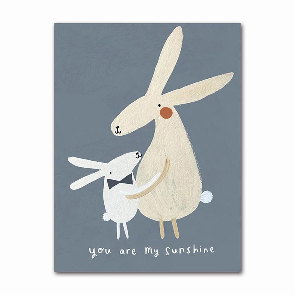 Boho Cartoon Rabbit Mouse Goose Nursery Wall Art Canvas Painting Nordic Retro Poster Prints Wall Picture Baby Kids Room Decor