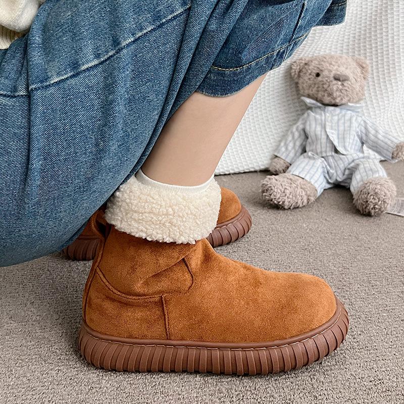 Женские зимние теплые меховые ботинки большого размера на мягкой подошве, утепленные подкладкой, ботильоны до щиколотки, нескользящие, для пеших прогулок, повседневные, спортивные, хлопковые ботинки