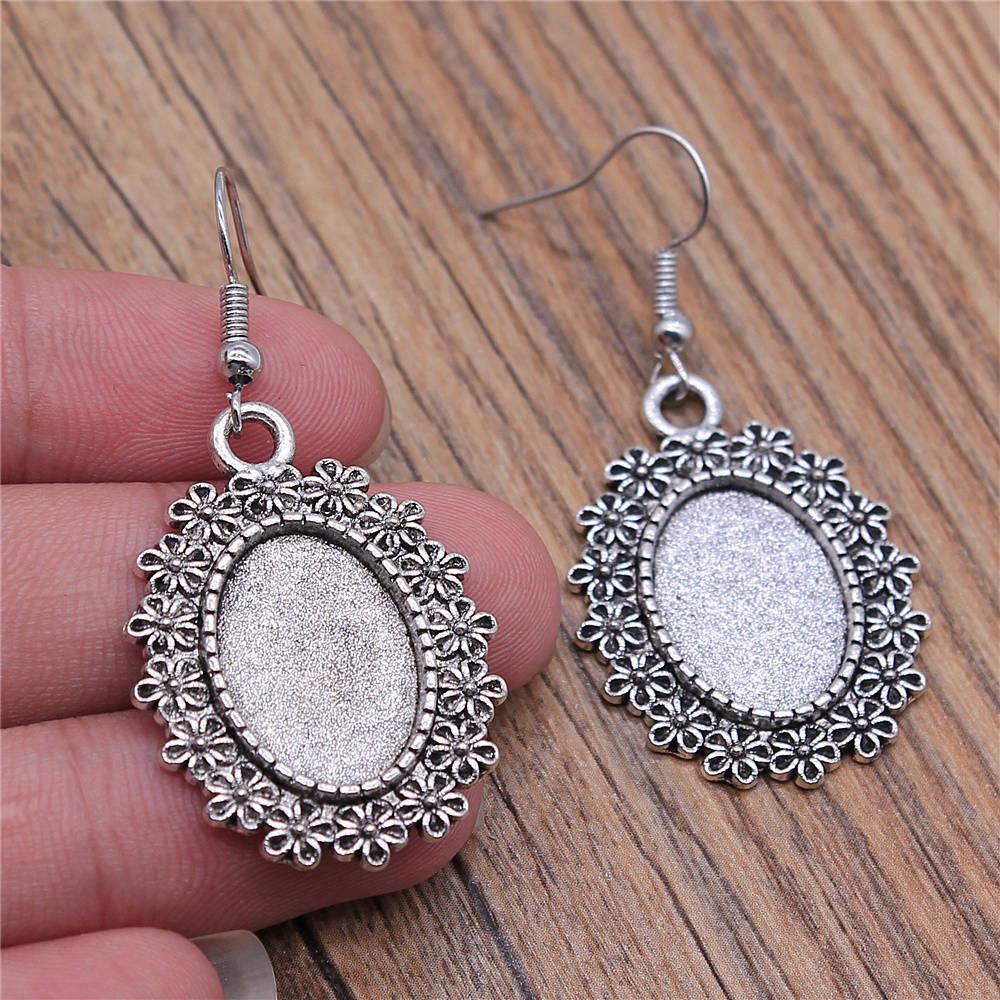 Oval Ear Hook Glass Cabochon Base Setting Tray Drop & Dangle Earring Women's Jewellery Party Boho Findings & Components