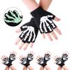 CAMERA 1/2/5 Pairs Kids Skeleton Warm Glow In The Dark Fingerless Knitted Gloves Mitten