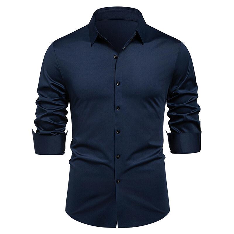 Business Casual Long Sleeve Shirt Men's Fashion Bottom Shirt Stretch Men's Shirt