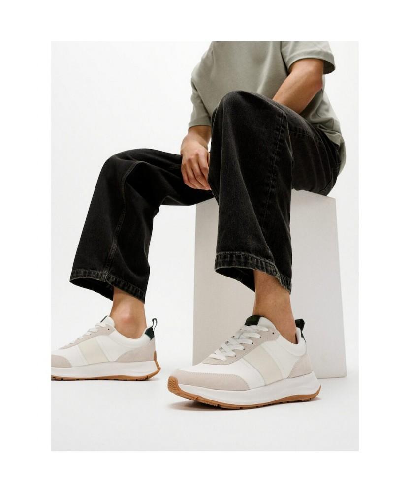 Fitflop [F-Mode] Men'S Leather/Suede Sneakers - Urban White/Stone (Ft59K1N051)