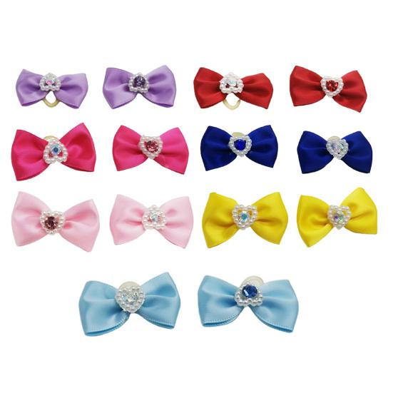 14Pcs Dogs Hair Ties Faux Pearls Embellishment Head Decoration Soft Texture Fashion