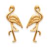 [Q8418] - Gold Plated 'Pink Flamingo' Earrings - 13x7 Mm