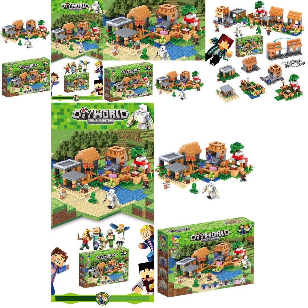 Игрушка-конструктор высокой сложности, совместимая с Lego Minecraft Village Boy Puzzle Assembly