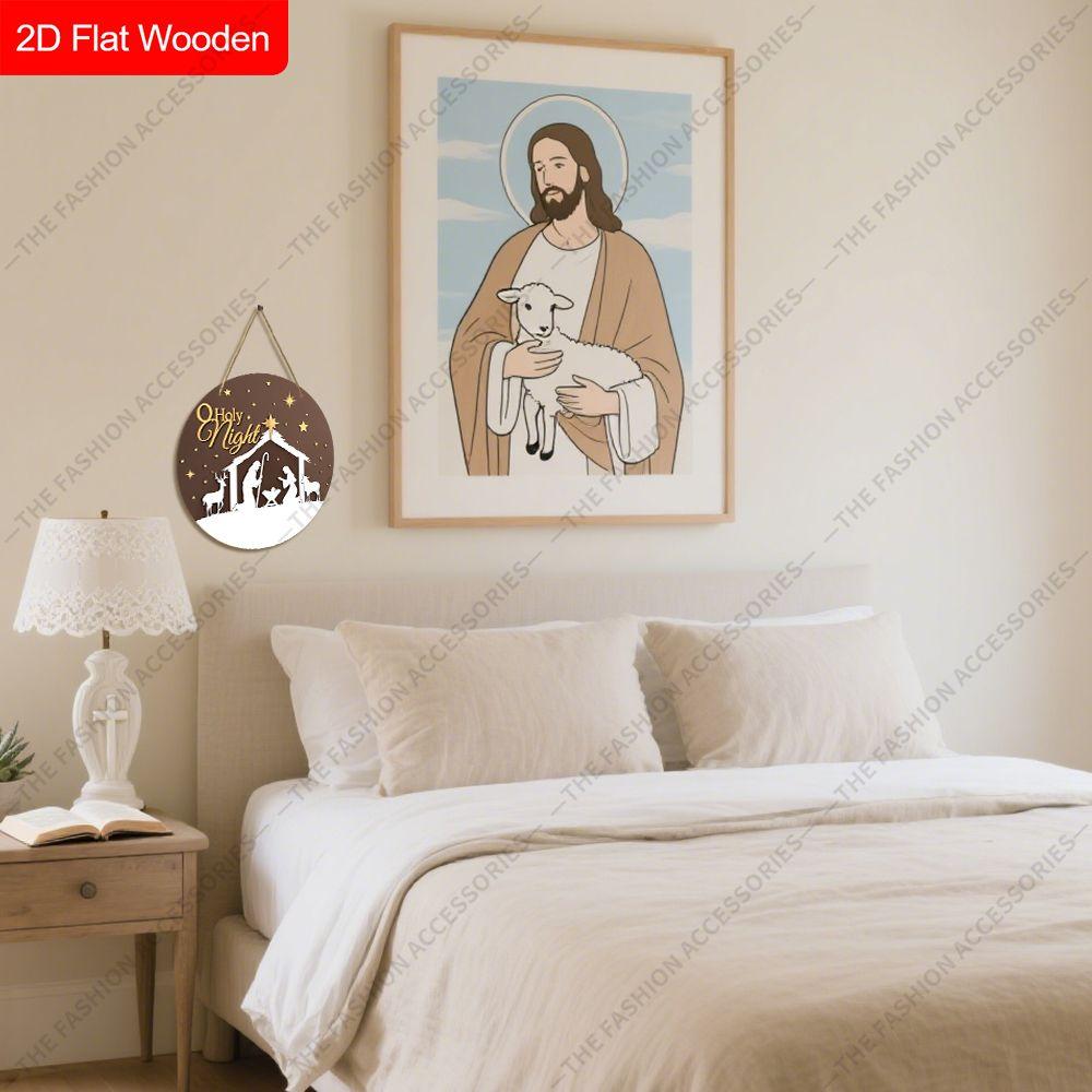 Подвеска «Святая ночь», украшение для стен или дверей дома, плоская деревянная 2D, рождественское украшение, подарки для друзей и семьи