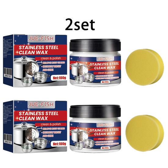 Jue-Fish kitchen stainless steel cleaning cream gently cleans pots and pans, oily stove surface, scale and rust maintenance cream 1set