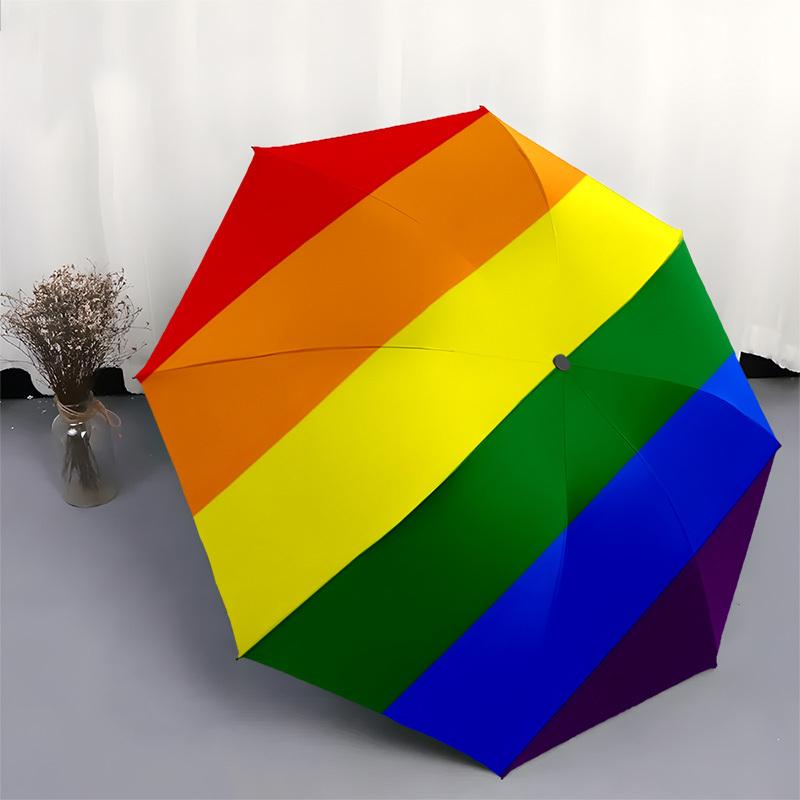 1pc Rainbow Flag Auto Umbrella Durable Iron Frame & Plastic Handle, Gift for Men & Women, Sturdy Construction y250905183