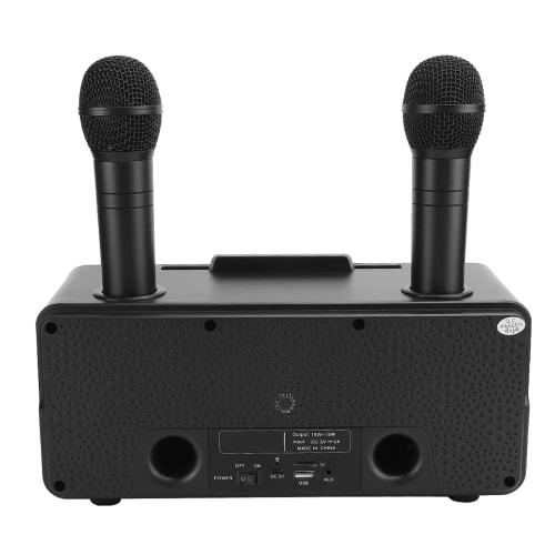 Karaoke Machine, Home Karaoke System with Two Wireless Microphones, Supports AUX, USB, and TF, for Home Parties (Black)