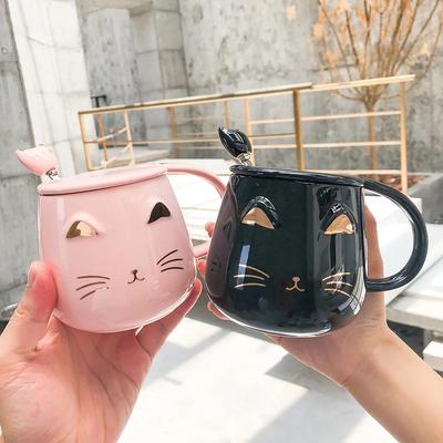 Керамические кружки, нарисованные вручную, золотистые, с изображением мультяшного кота, кофейная кружка, креативная посуда, кофейные чашки, чайные чашки, новинки, подарки, молочная кружка
