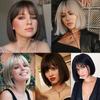 XINRAN Straight Black  Bob Wig With Bangs Synthetic Short Synthetic Wigs for Women Heat Resistant Fiber Hair Cosplay Brazilian Wigs