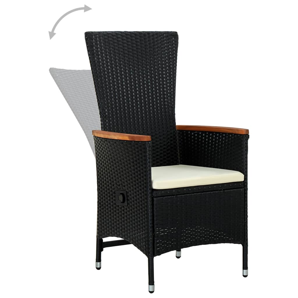 Garden Chairs 2 pcs with Cushions Poly Rattan Black