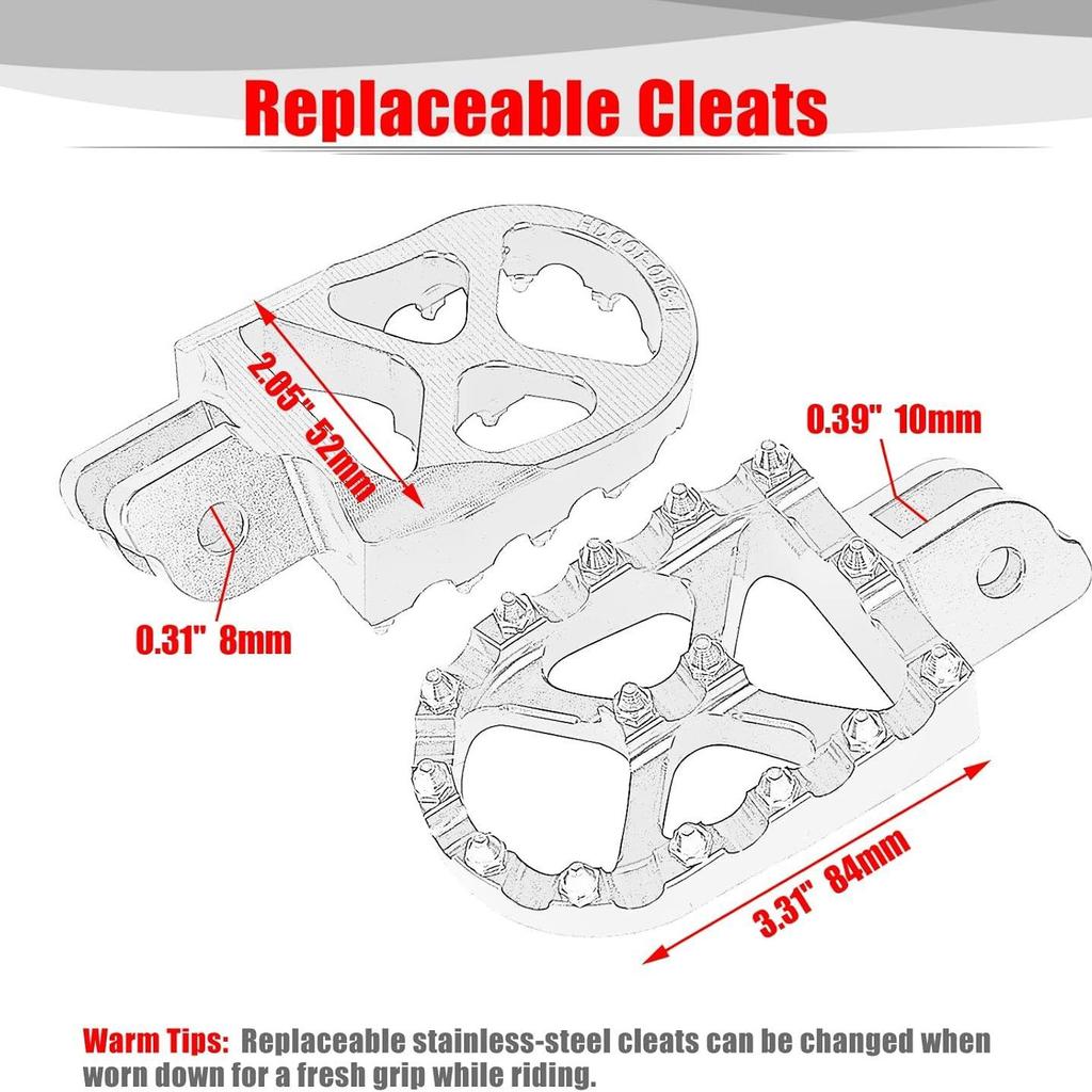 Dirt Bike Foot Pegs 7075 Aluminum CNC Pedals Rests for Surron Light Bee X S/E Ride Pro S CRF150F/230F/250F XR150L KDX200 Black