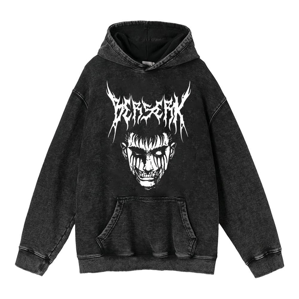 440g Vintage Berserk Anime Heavyweight Cotton Hoodie - Retro Streetwear Sweatshirt