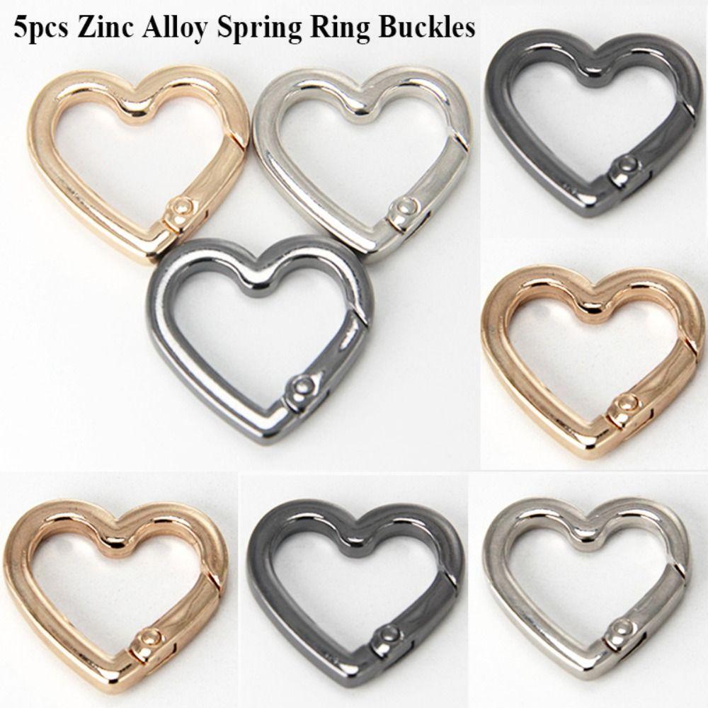 5pcs Black Gold Silver Carabiner Heart Snap Clasp Clip Push Trigger Purses Handbags Buckles