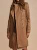 Trench Coat Formal Wear Design Handmade Stylish Genuine Lambskin Long Leather Women's
