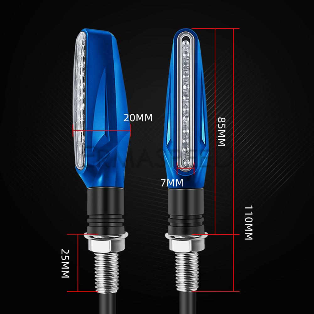 1 Pair Motorbike Turn Signal Lights Amber Led Blinker Indicators Carbon/Blue/Black Shell Front Rear Light for Motorcycle