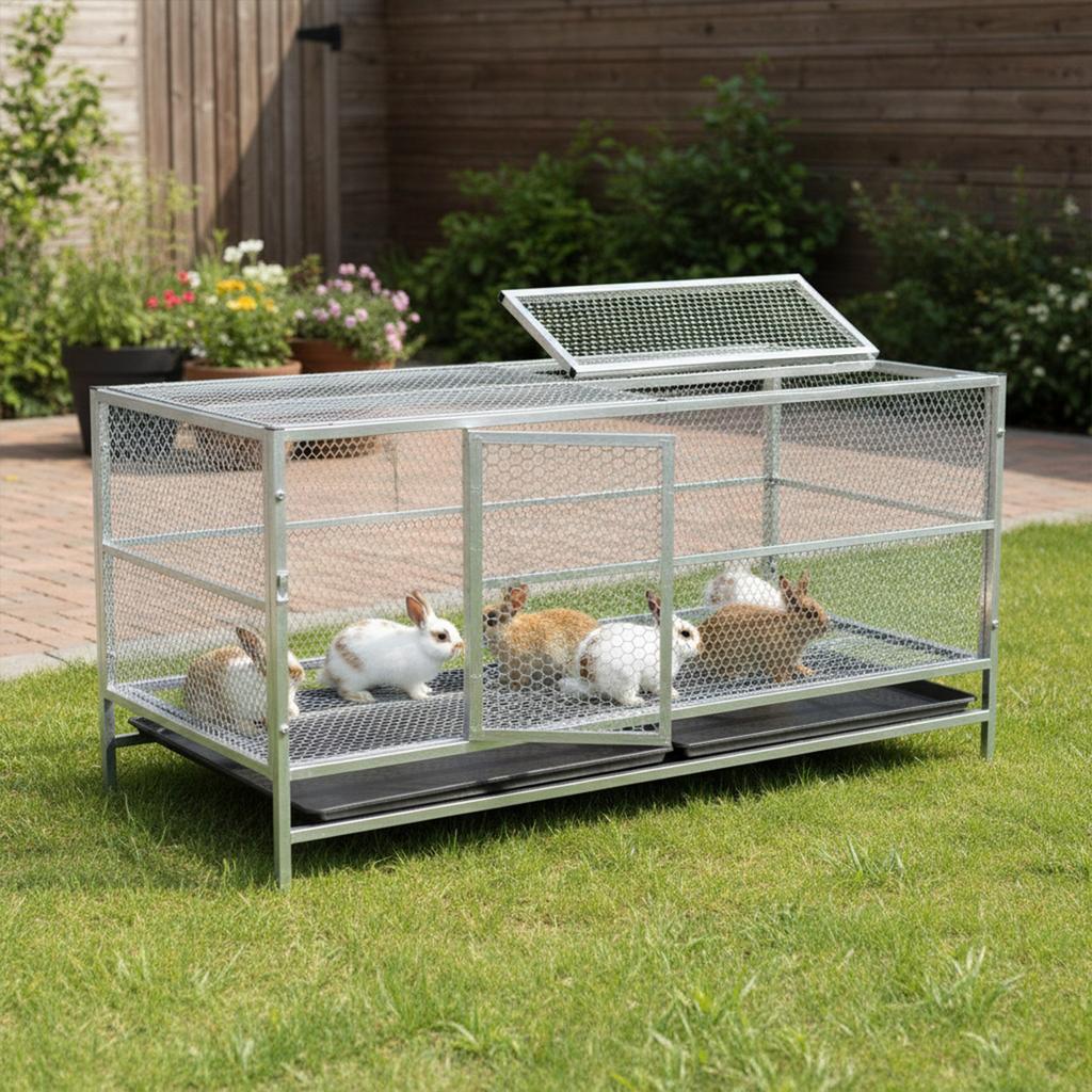 Прочная клетка для птицы из нержавеющей стали, большой курятник с кормушкой и водонепроницаемым чехлом. Идеально подходит для птицеводства и животноводства.