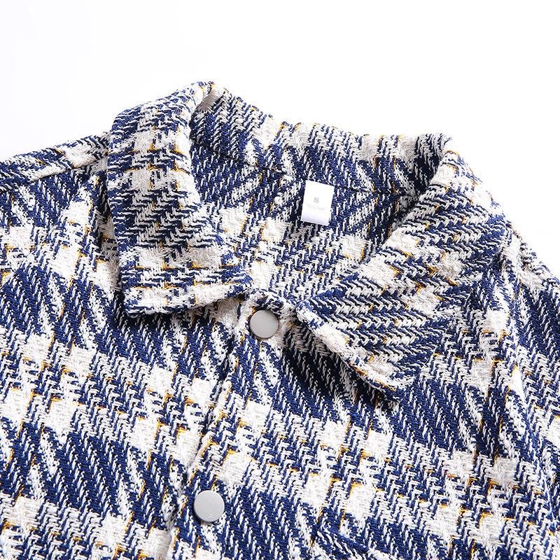 Lapel Plaid Jacket for Men and Women Same Style Spring and Autumn Loose Trend Couples Single-breasted Casual Hong Kong Style Jacket for Men