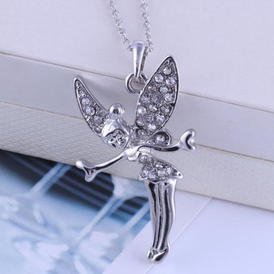 Ожерелье с подвеской в виде крыла девушки-ангела, блестящие стразы, инкрустированные подвеской, не выцветающие, яркие