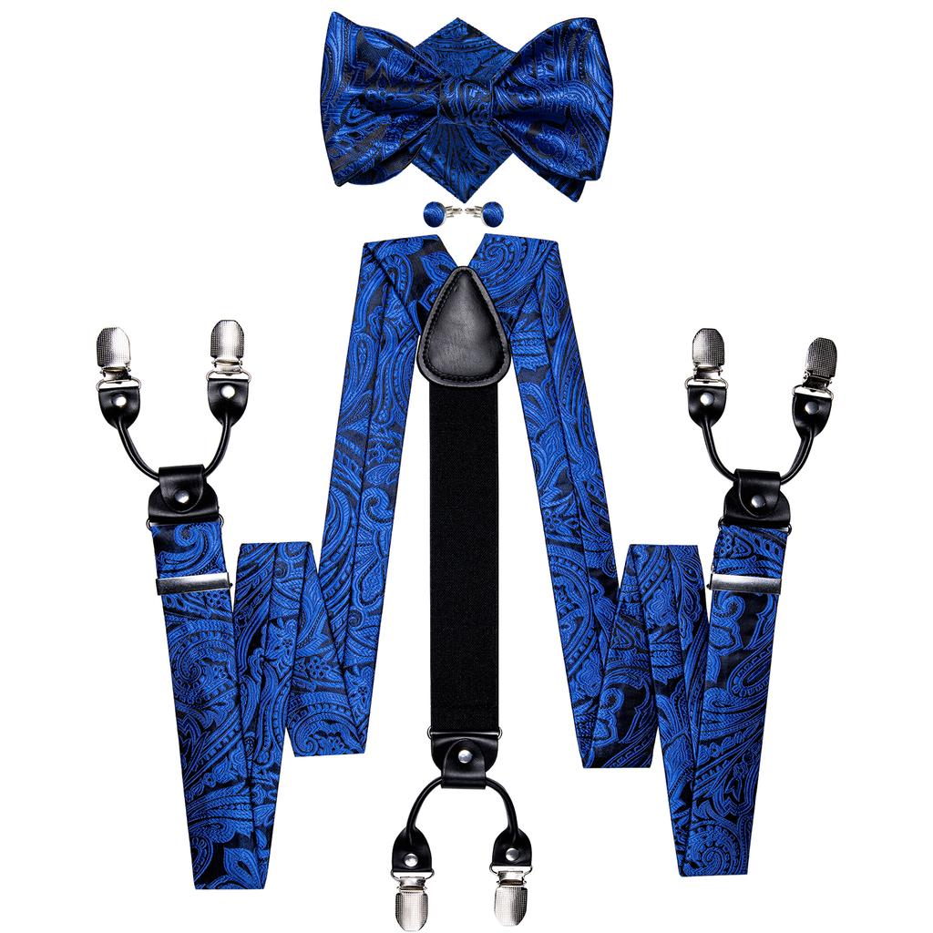 Dibangu Мужские подтяжки, регулируемые подтяжки, галстук-бабочка, карманные квадратные запонки, набор для мужчин, ширина 3,5 см, эластичные