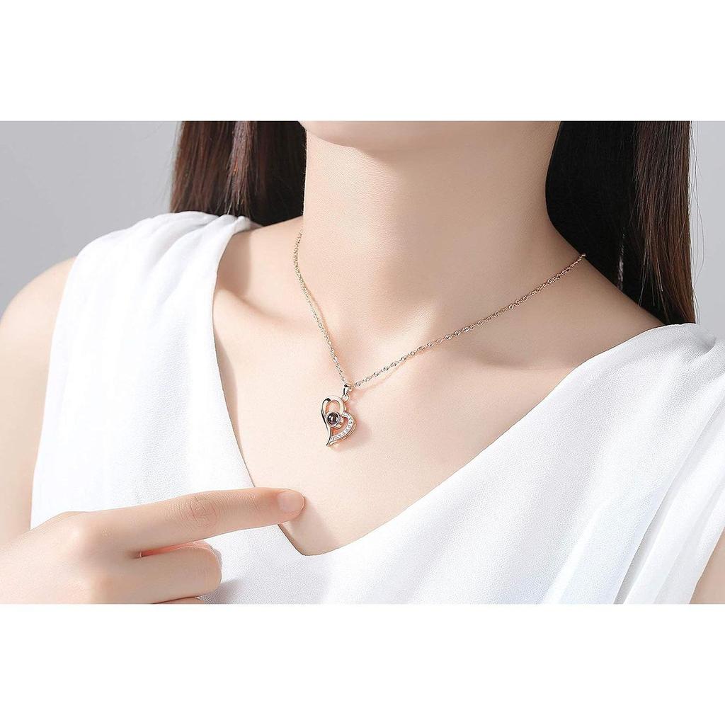 Ювелирные изделия YouBella, 18-каратное розовое золото, ожерелье «Я люблю тебя на 100 языках», ожерелье в форме сердца, украшения для женщин и девочек