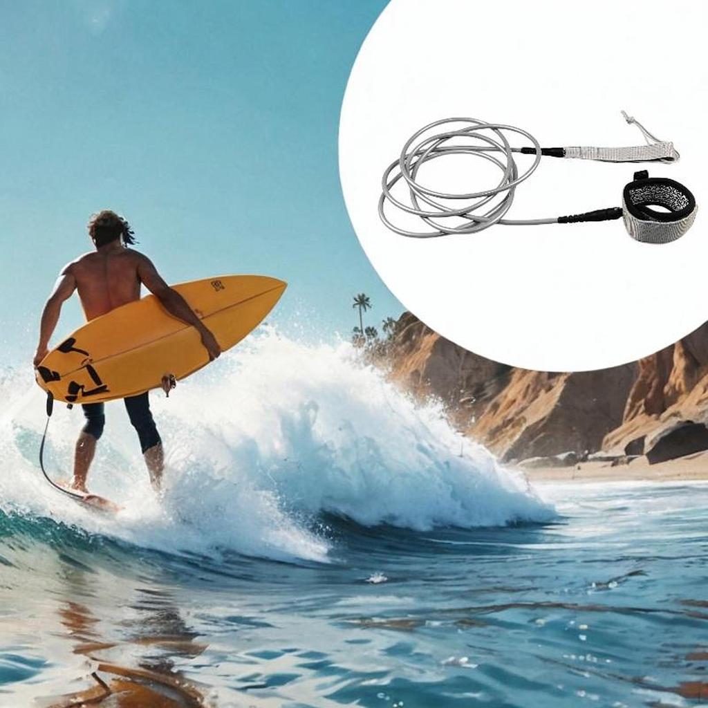 Surfboard Ankle Leash Leg Foot Rope Strap 244cm Length Cuff Surf Board for Kayaking Water