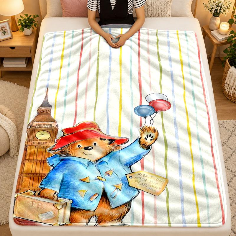 Flannel BlanketPaddington Warm Soft Throw Blanket for Indoor Sofa Bed Living Room Use