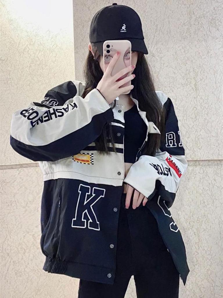 Ретро американского стиля съемная мотоциклетная бейсбольная куртка - Универсальная хип-хоп мода для пар