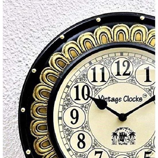 Деревянные часы ручной работы с латунной инкрустацией (Черный, 12x12 дюймов, 30 см)