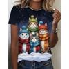 Летний топ с круглым вырезом и 3D рождественским принтом, модные повседневные женские футболки с короткими рукавами