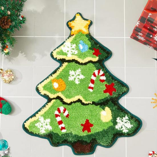 Yousheng Рождественский коврик для ванной комнаты, коврик с дизайном в форме рождественской елки и Санта-Клауса, водопоглощающий коврик для пола, домашний декор для кухни, гостиной, ванной комнаты