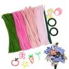 1 Set Pipe Cleaner Flower Material Kit with Stem Stamens Tape Ribbon 4 Colors Chenille Stem Twist Stick Handmade Tulip Flower Decoration DIY Craft