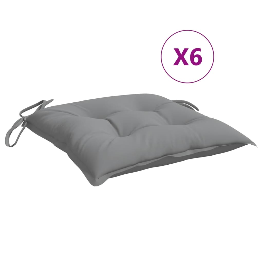 Chair Cushions 6 pcs. Gray 40 x 40 x 7 cm Oxford Fabric