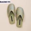 Модные туфли на плоской подошве женские тапочки с принтом из меха модные мюли обувь зимние новые шлепанцы 2025 тренд новые сандалии с открытой пяткой Mujer Zapatos