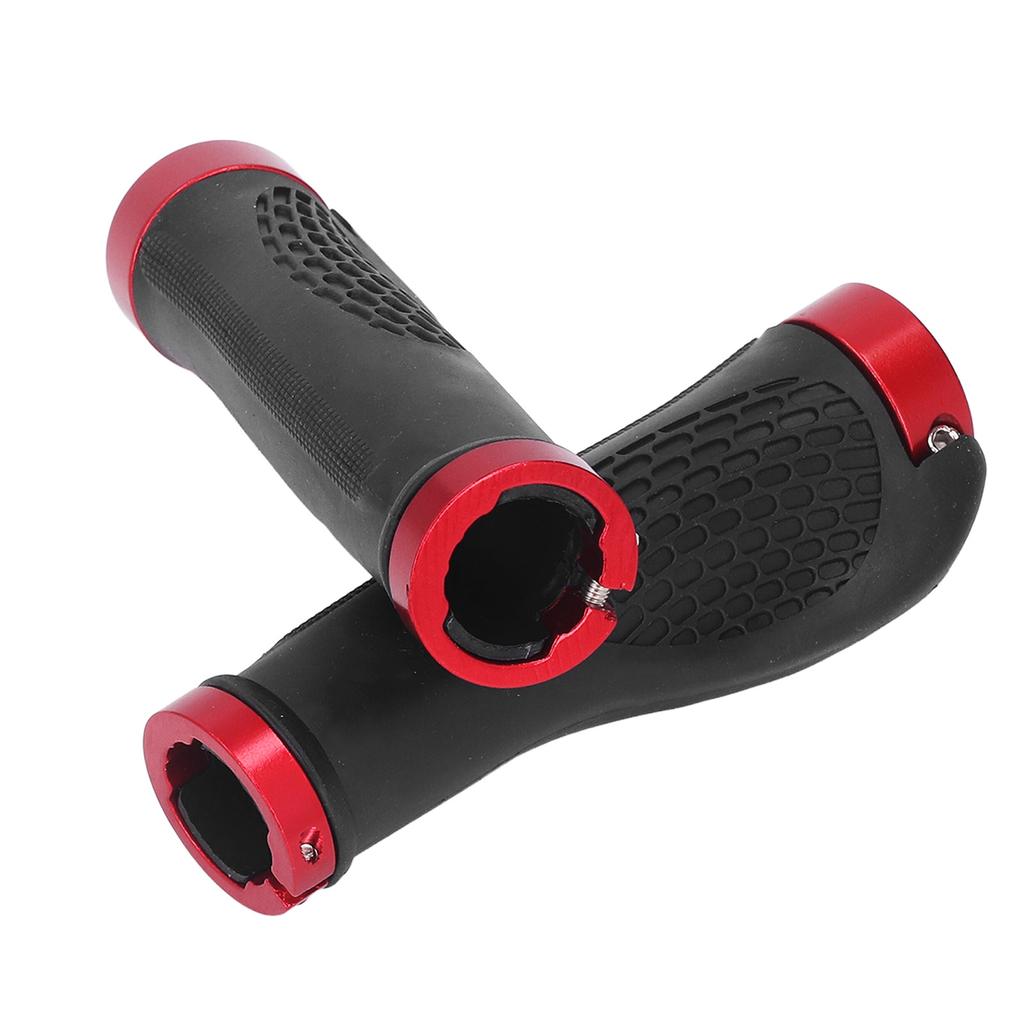 Mountain Bike Grips PP TPR Nonslip Safe Cellular Surface Ergonomic Design Metal Sides Bike Handlebar Grips Red