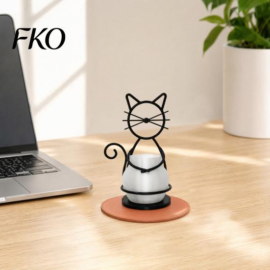 Textured Flower Pots Cat Pot Holder, Multifunctional Desktop Vase Pen Organizer for Compact Cup Small Plants, Minimalist Stand with Pots,