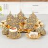 Турецкий кофейный сервиз с хрустальным узором, кофейный сервиз Zamak с камнями, кофейные чашки, сахарница, на 6 персон