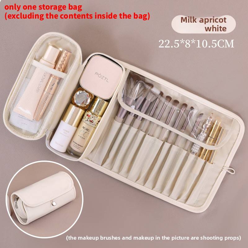 Elegant Leather Makeup Brush Storage Bag With Portable Features For Cosmetics And Accessories