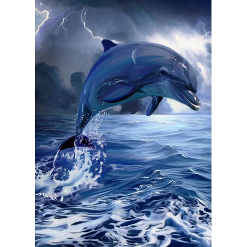 Diy Дельфин 5D алмазная живопись полная круглая дрель животное Алмазная вышивка мозаика комплект для вышивки крестом настенное искусство домашний декор подарок