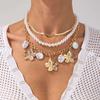 PuRui Модное Золотистое Колье-Чокер из Сплава для Женщин, 3 шт./компл., Подвеска из Имитации Лепестков и Циркониевых Бусин, Роскошный Эстетичный Циркон