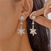 Christmas Snowflake Earring for Women Dainty Snowflake Pearl Drop Dangle Earrings Sparkly  Zirconia Snowflakes Stud Earrings