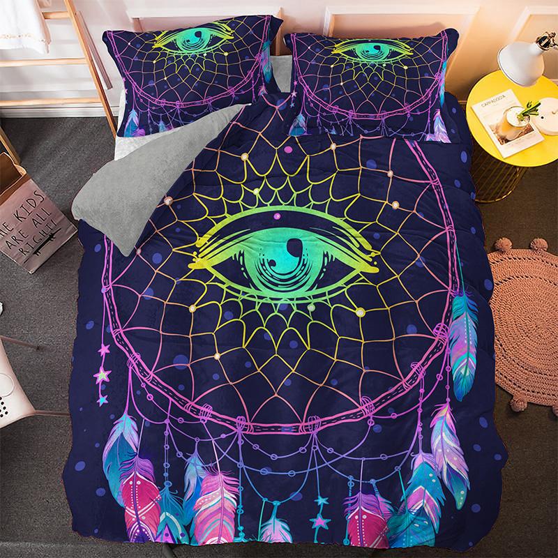 Dreamcatcher Duvet Cover Set Psychedelic Bohemian 3D Print King Queen Polyester Comforter Cover for Kids Boys Girls Bedding Set