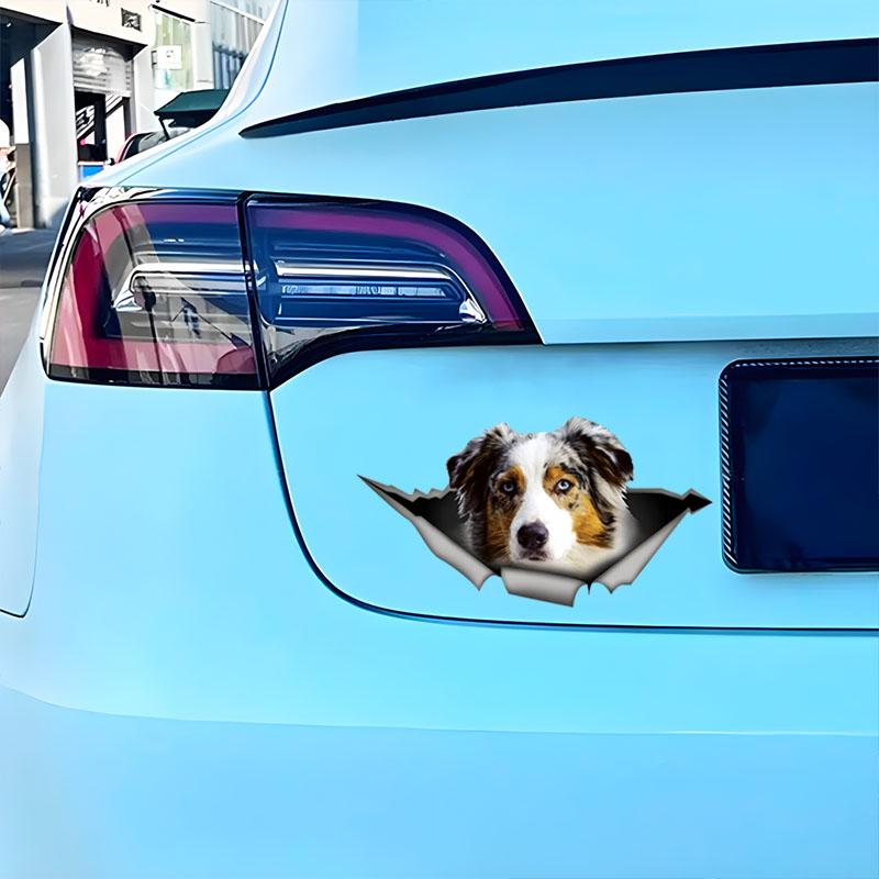 Наклейки на автомобиль для австралийской овчарки, скрытые в отверстиях, водонепроницаемые наклейки неправильной формы для украшения автомобиля