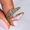 Amethyst Chevron Band – Gold Plated V-Shaped Baguette Cut Ring, Purple Gemstone Stacking Wedding Band, Anniversary Gift for Women