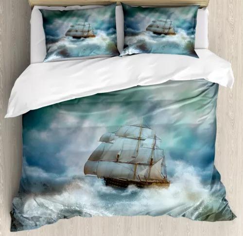 Pirate Ship Duvet Cover Set Bed Decoration First Choice Gift Suitable For Children Boys Girls And Adults Soft Warm Breathable