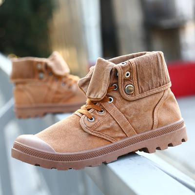 Высокие коричневые парусиновые туфли на шнуровке на платформе Paladin Cuffed Martin Shoes для мужчин и женщин, вулканизированные повседневные кроссовки для ходьбы